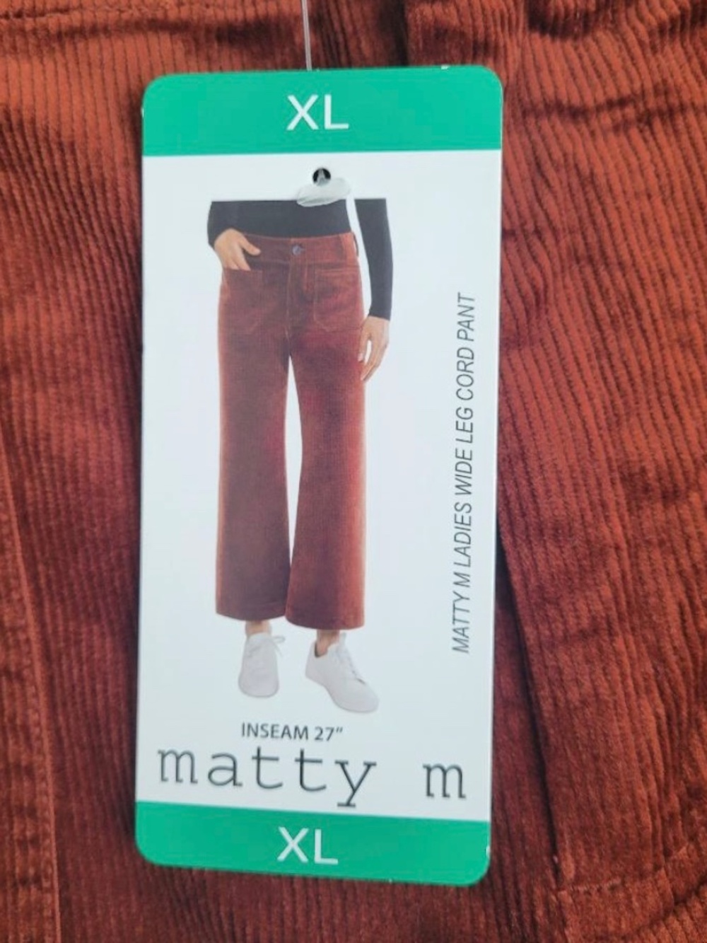 MATTY M Ladies Wide Leg Cord Pants Size XL Brick - Picture 2 of 2